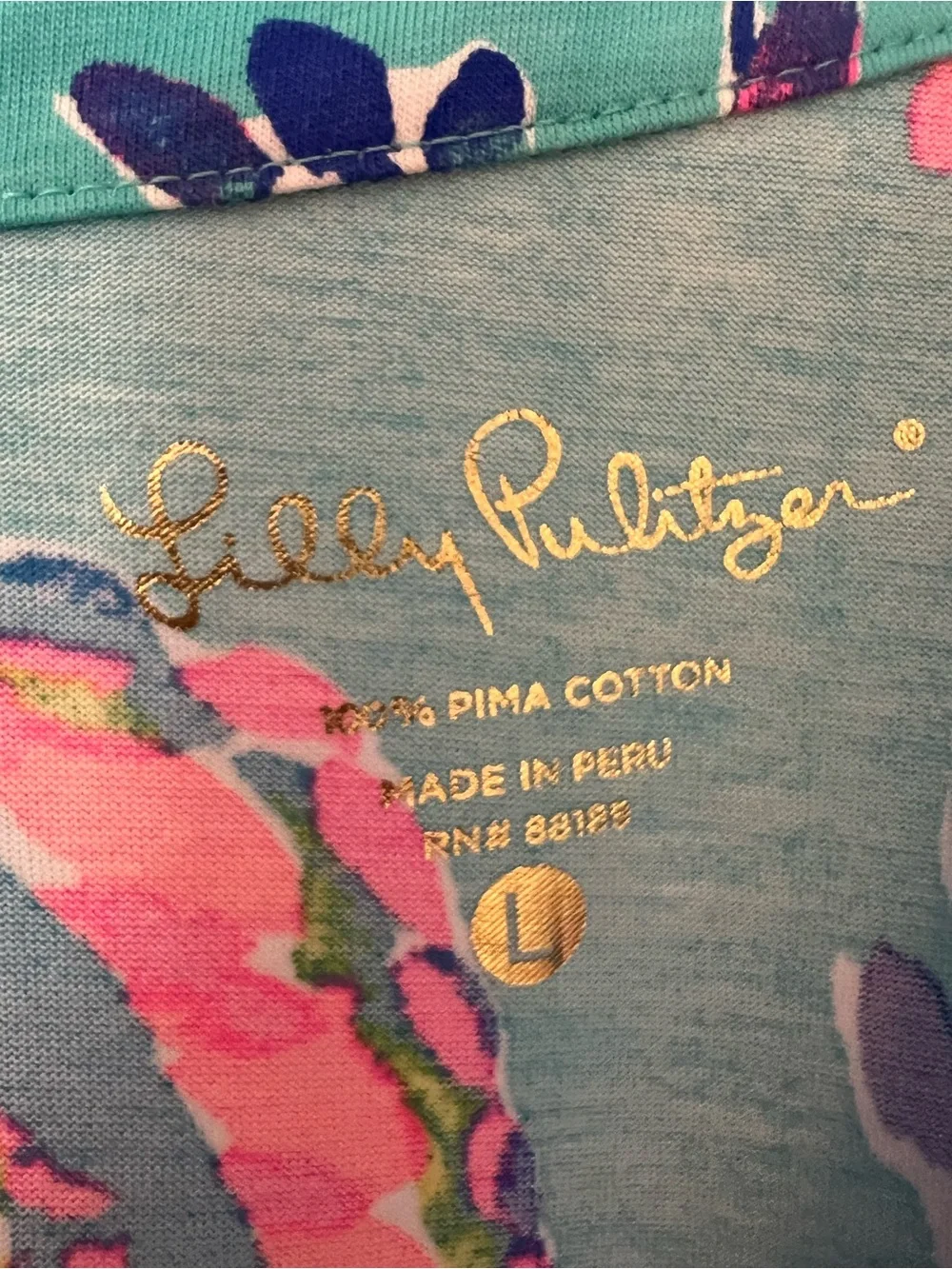 Lilly Pulitzer Aqua with Neon Pink & Navy Floral Dress - Picture 3 of 3